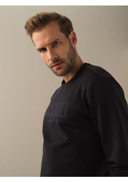 Erkek Siyah Slim Fit Baskılı Sweatshirt modelleri