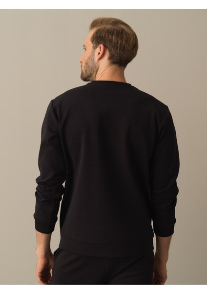 Erkek Siyah Slim Fit Baskılı Sweatshirt fırsatları