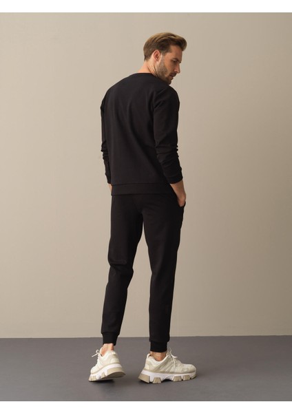 Erkek Siyah Slim Fit Baskılı Sweatshirt indirimleri