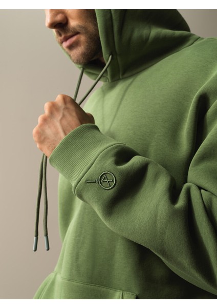 Erkek Yeşil Oversize Basic Sweatshirt modelleri