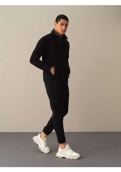 Erkek Siyah Regular Fit Polar Sweatshirt