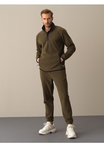 Erkek Haki Regular Fit Polar Sweatshirt
