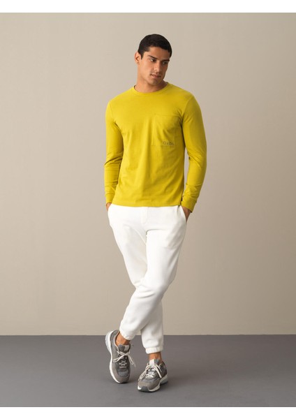 Erkek Sarı %100 Pamuk Regular Fit Tişört
