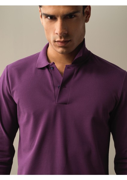 Erkek Mor Polo Yaka Fit Basic Tişört fiyatları