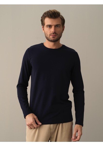 Erkek Lacivert Modal Basic Tişört