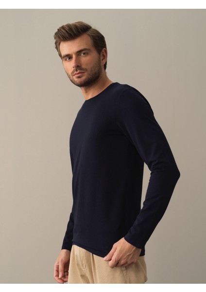 Erkek Lacivert Modal Basic Tişört fırsatları