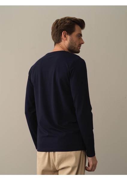 Erkek Lacivert Modal Basic Tişört indirimleri