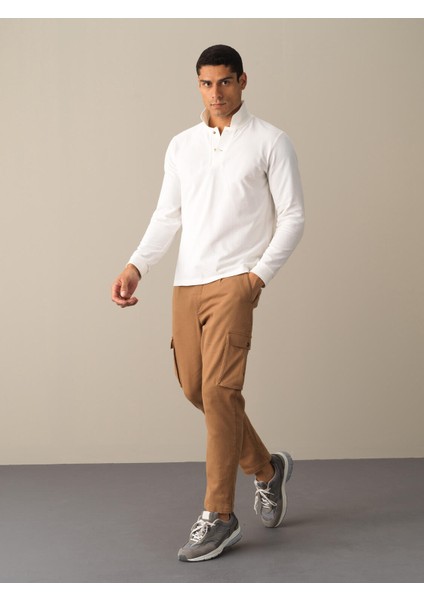 Erkek Beyaz Polo Yaka Fit Basic Tişört