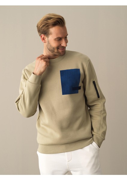 Erkek Yeşil Regular Fit Baskılı Sweatshirt