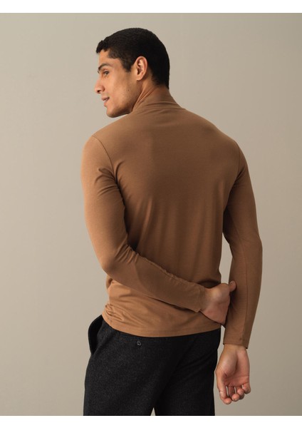 Erkek Camel Slim Fit Modal Basic Tişört modelleri
