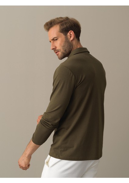 Erkek Haki Slim Fit Modal Basic Tişört fırsatları