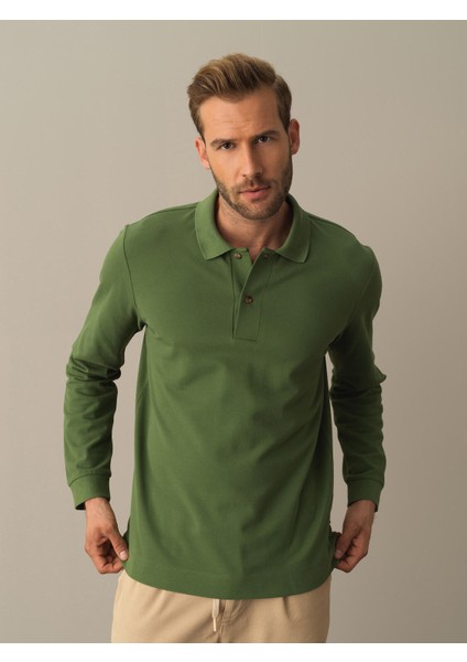 Erkek Yeşil Polo Yaka Fit Basic Tişört fiyatları