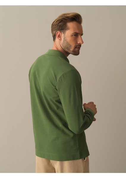 Erkek Yeşil Polo Yaka Fit Basic Tişört indirimleri
