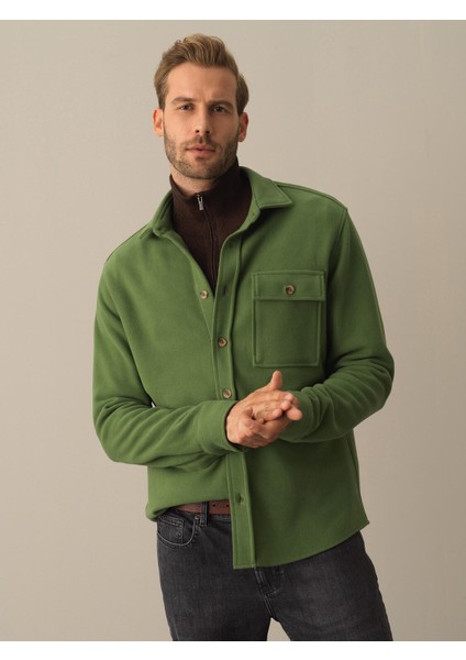 Erkek Yeşil Fit Cepli Gömlek Ceket fiyatları