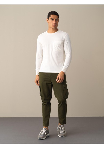 Erkek Beyaz %100 Pamuk Regular Fit Tişört