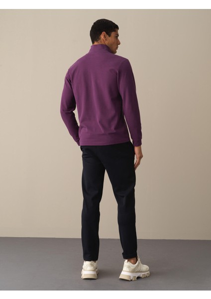 Erkek Mor Polo Yaka Fit Basic Tişört fırsatları