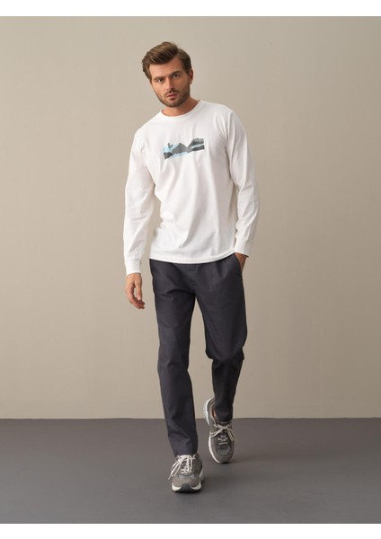 Erkek Beyaz Regular Fit Baskılı Tişört modelleri