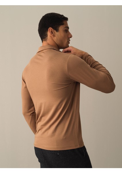 Erkek Camel Slim Fit Modal Basic Tişört modelleri