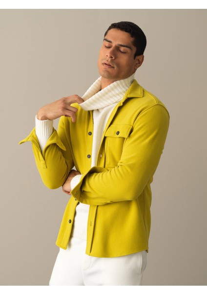 Erkek Sarı Fit Cepli Gömlek Ceket fiyatları
