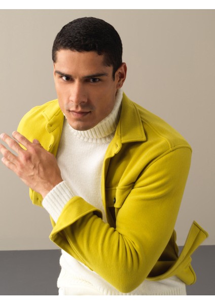 Erkek Sarı Fit Cepli Gömlek Ceket fırsatları