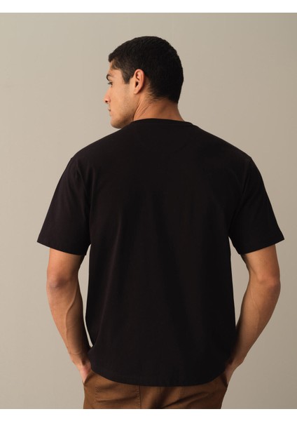 Erkek Siyah Oversize Baskılı Tişört fırsatları