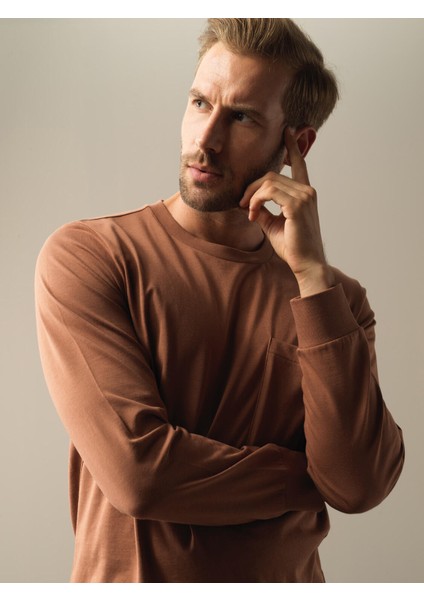 Erkek Camel %100 Pamuk Regular Fit Tişört fırsatları