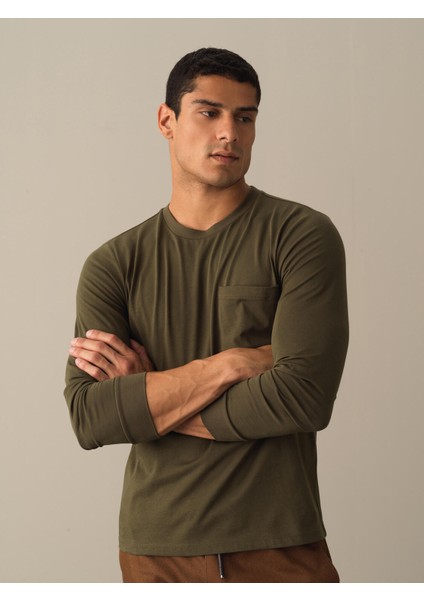 Erkek Haki %100 Pamuk Regular Fit Tişört fiyatları