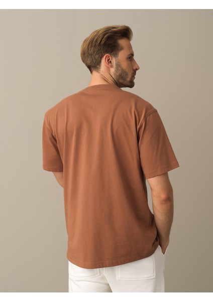 Bisiklet Yaka  Pamuk Oversize Baskılı T-Shirt