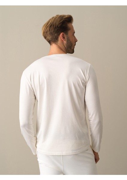 Erkek Beyaz Slim Fit Baskılı Modal Tişört fırsatları