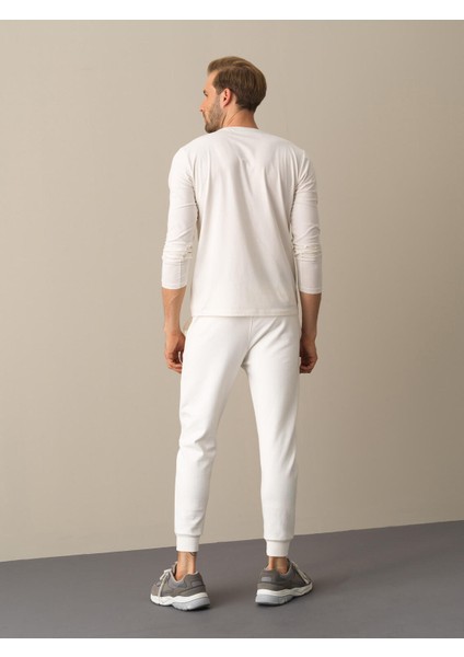 Erkek Beyaz Slim Fit Baskılı Modal Tişört indirimleri