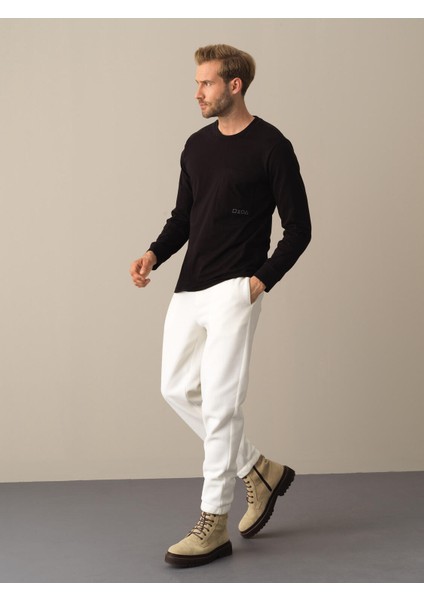 Erkek Siyah %100 Pamuk Regular Fit Tişört
