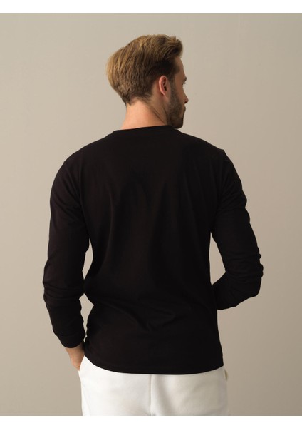 Erkek Siyah %100 Pamuk Regular Fit Tişört fırsatları