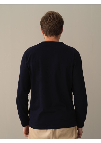 Erkek Lacivert %100 Pamuk Regular Fit Tişört indirimleri