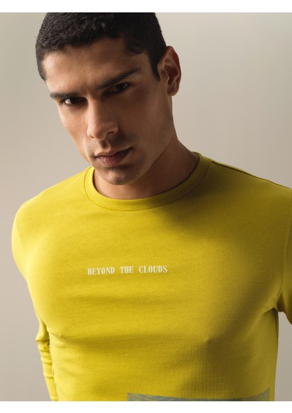 Erkek Sarı %100 Pamuk Baskılı Tişört modelleri