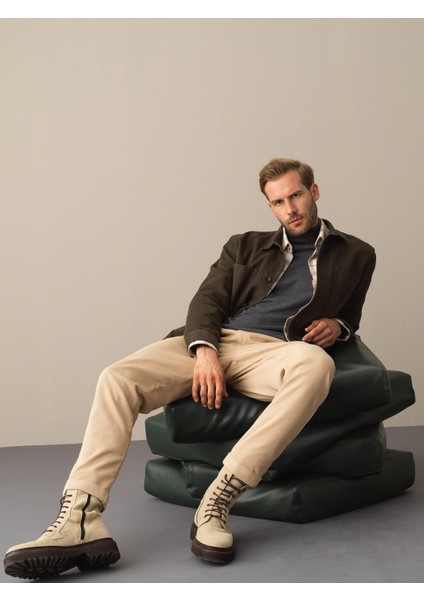 Erkek Camel Regular Fit Gömlek Ceket