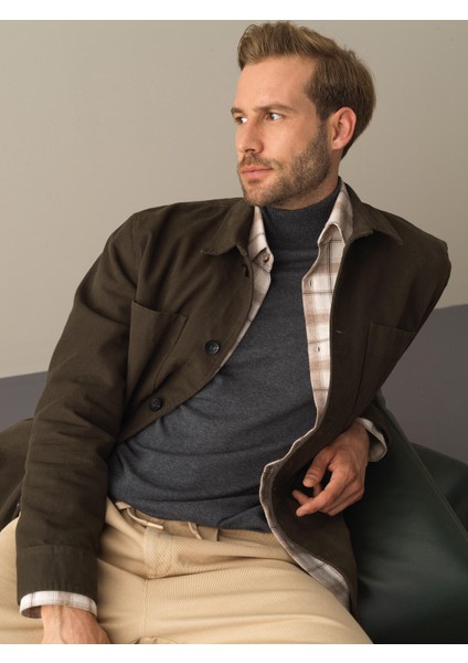 Erkek Camel Regular Fit Gömlek Ceket modelleri
