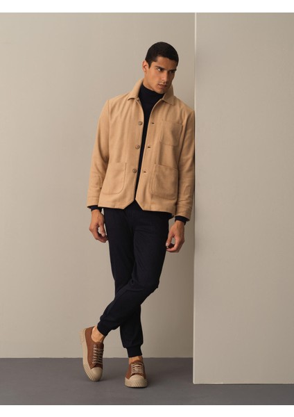 Erkek Bej Regular Fit Cepli Ceket