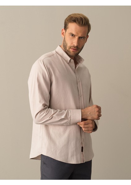 Erkek Bej Regular Fit Basic Gömlek modelleri