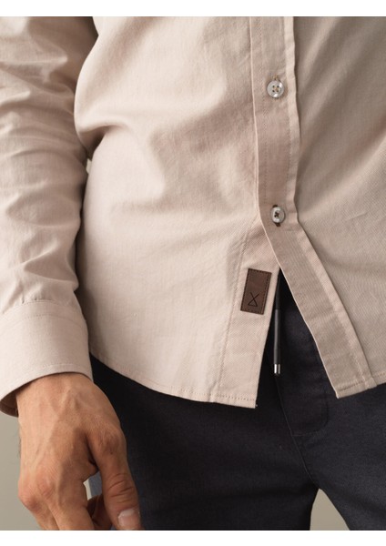 Erkek Bej Regular Fit Basic Gömlek fırsatları