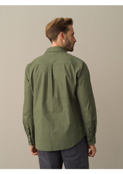 Erkek Haki Regular Fit Desenli Gömlek fırsatları