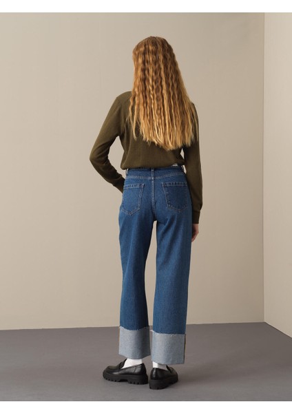 Kadın Mavi Oversize Denim Pantolon modelleri