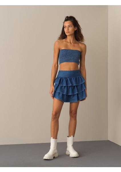 Kadın Mavi Regular Fit Şortlu Etek fiyatları