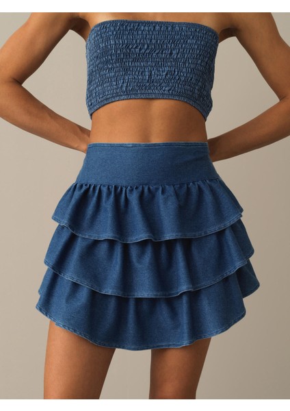 Kadın Mavi Regular Fit Şortlu Etek indirimleri