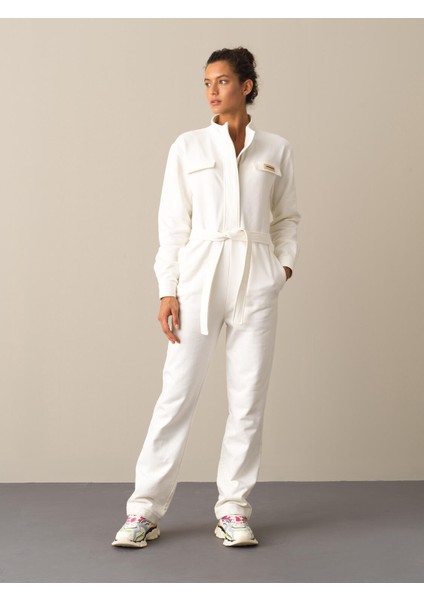 Kadın Beyaz Regular Fit Tulum