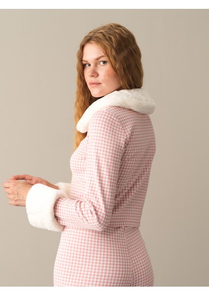 Kadın Pembe Pamuklu Regular Fit Ekose Ceket indirimleri