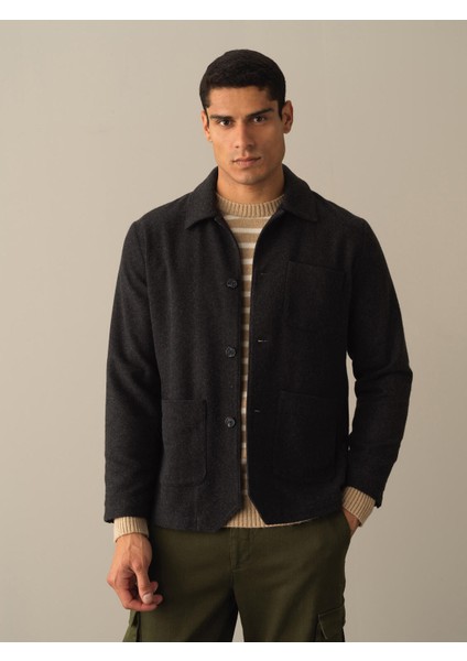 Erkek Antrasit Regular Fit Cepli Ceket