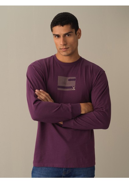 Erkek Mor Oversize Baskılı Tişört fiyatları