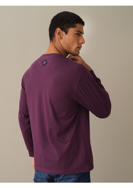 Erkek Mor Oversize Baskılı Tişört fırsatları