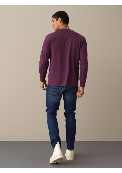 Erkek Mor Oversize Baskılı Tişört indirimleri