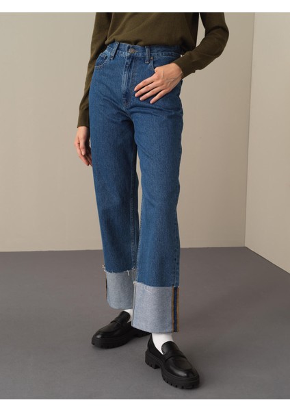 %100 Pamuk Oversize Denim Pantolon